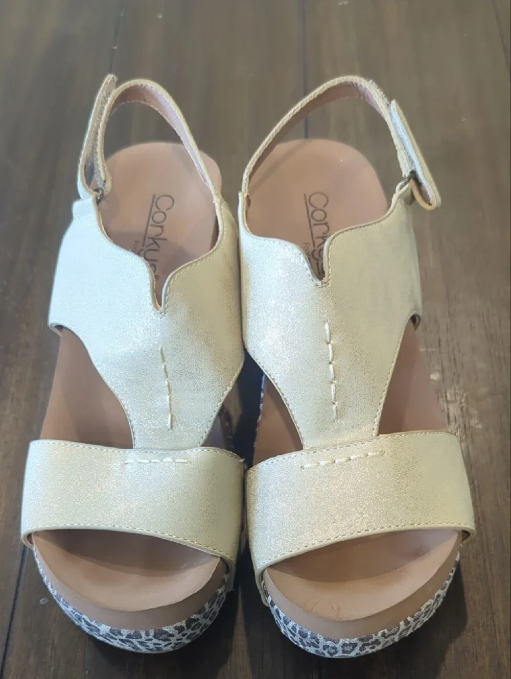 Corky's Wedge sandals Size 8 Leopard And Gold
